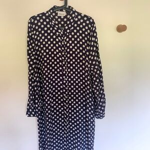 GANNI polka dot midi shirt dress